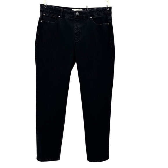 Soft Surroundings Womens Large Jeans Black Denim Slim Straight Stretch 5 Pocket - Picture 1 of 8